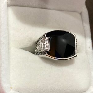 Men's Black and Silver Statement Ring